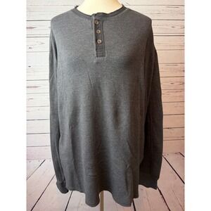 Foot Locker Waffle Knit Henley Shirt XXL Mens Long Sleeve Gray 2X Athletic Fit